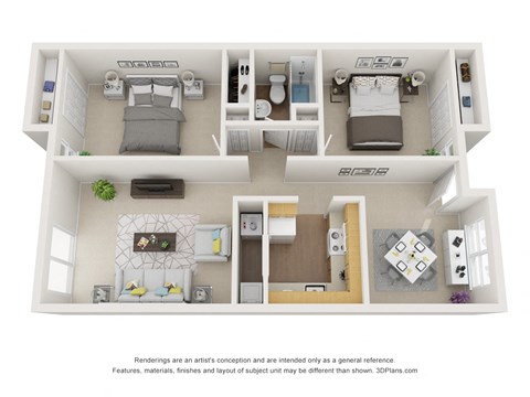 a 1 bedroom floor plan with a bathroom and a living room